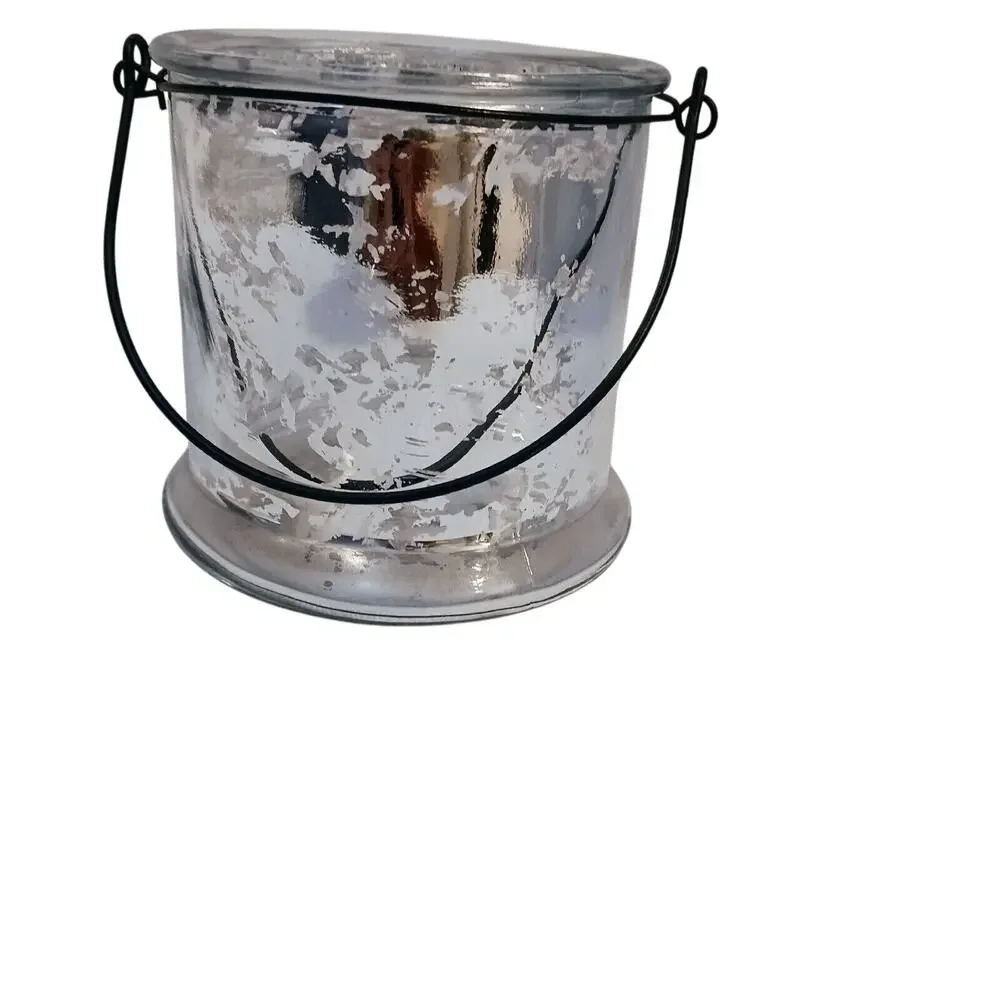 Silver‎ Leaf Candle  Holder Canister 5